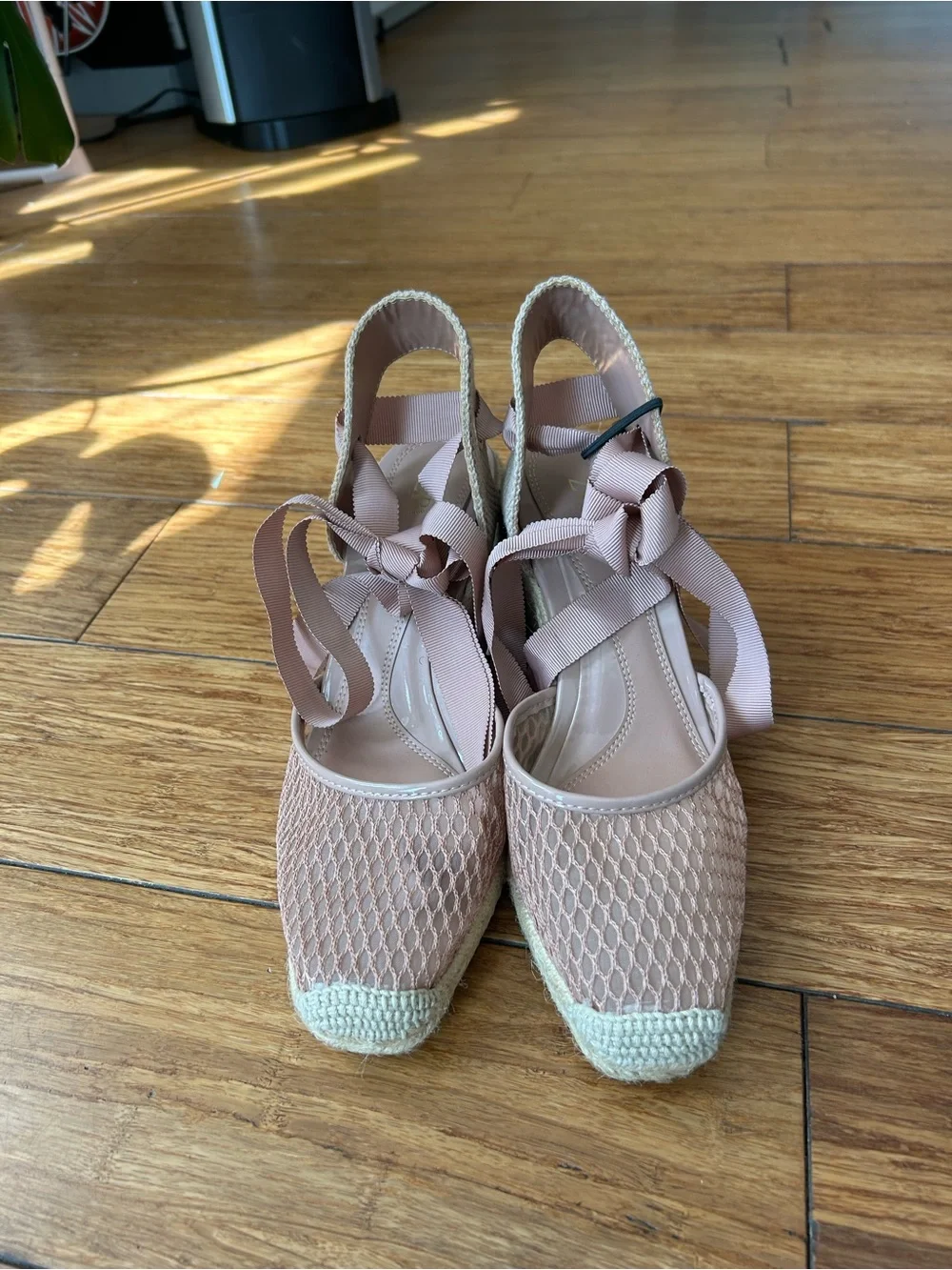 Zara Pink Lace-Up Espadrille Wedge